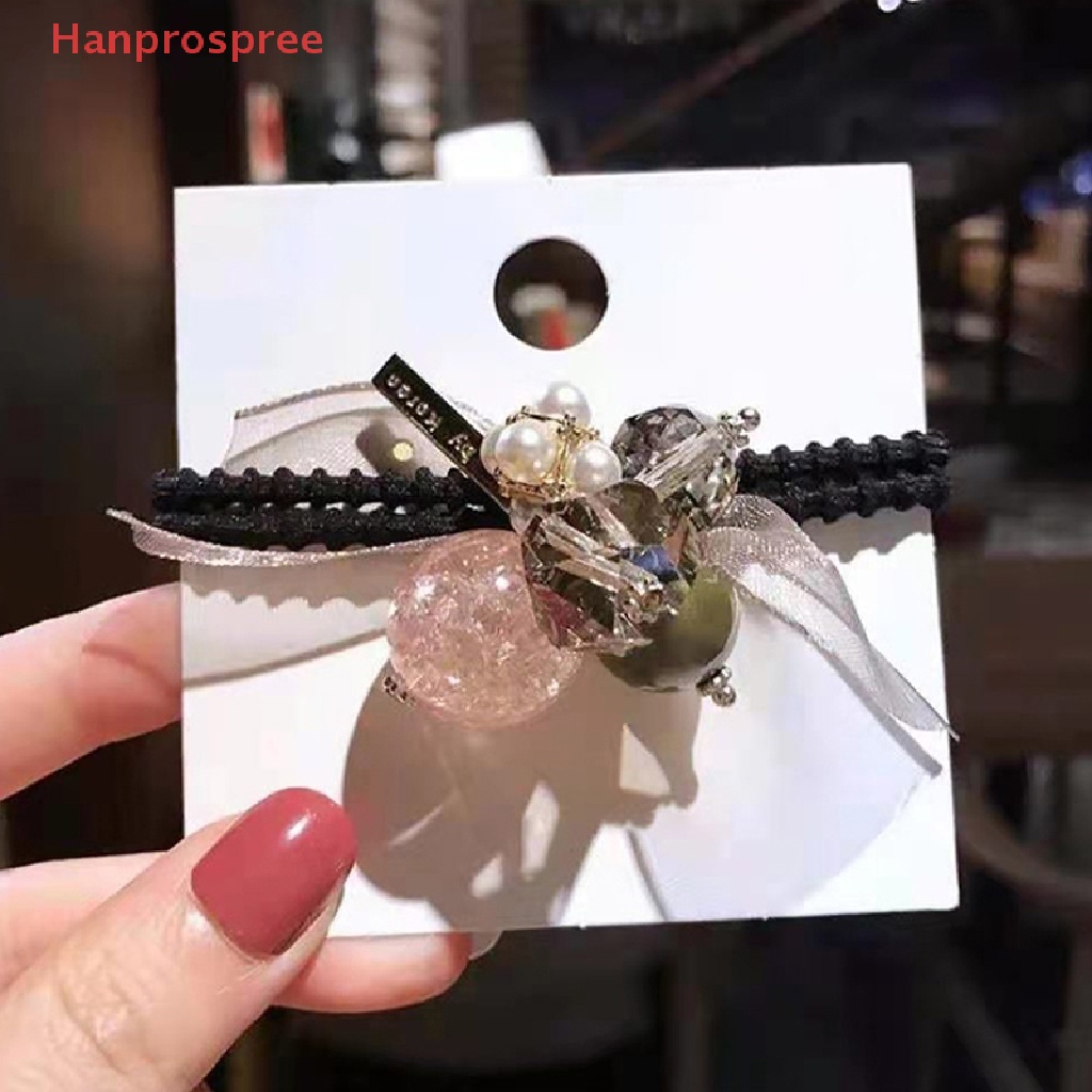 Dây Cột Tóc Ruy Băng Đính Hạt Pha Lê Lấp Lánh Thời Trang Cho Nữ