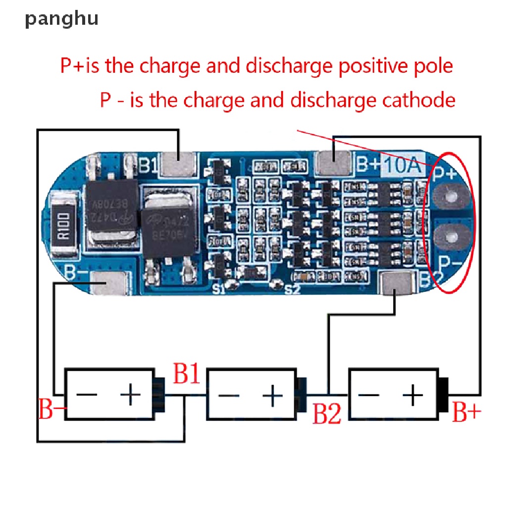 Mô Đun Bảo Vệ Sạc Pin Li-ion 18650 BMS 3 Dây 11.1V / 12V / 12.6V
