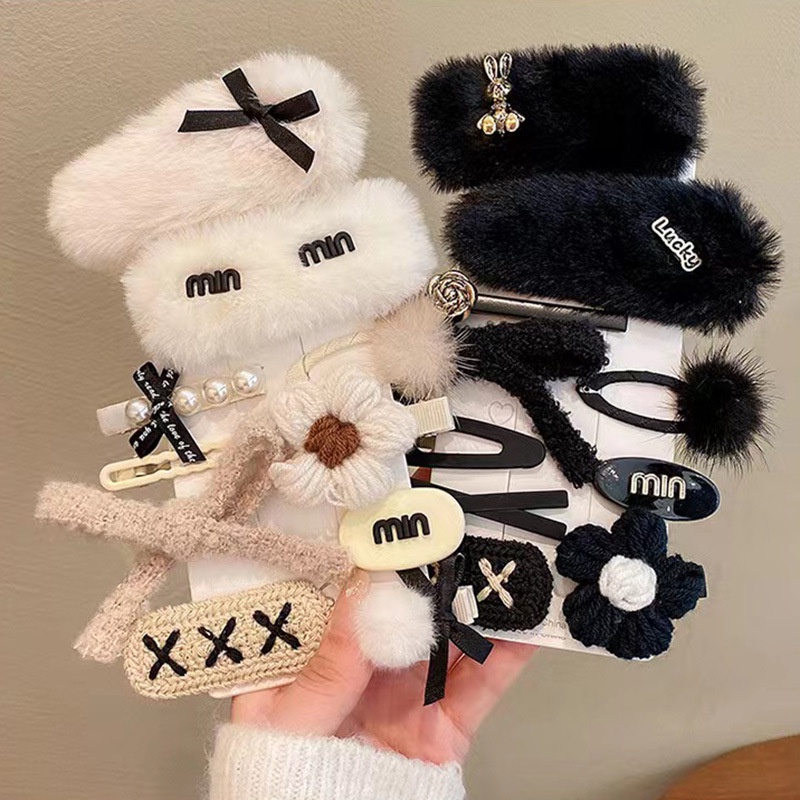 Bộ 10 Kẹp Tóc Lông Xù Đáng Yêu Thời Trang Hàn Quốc Cho Bé Gái