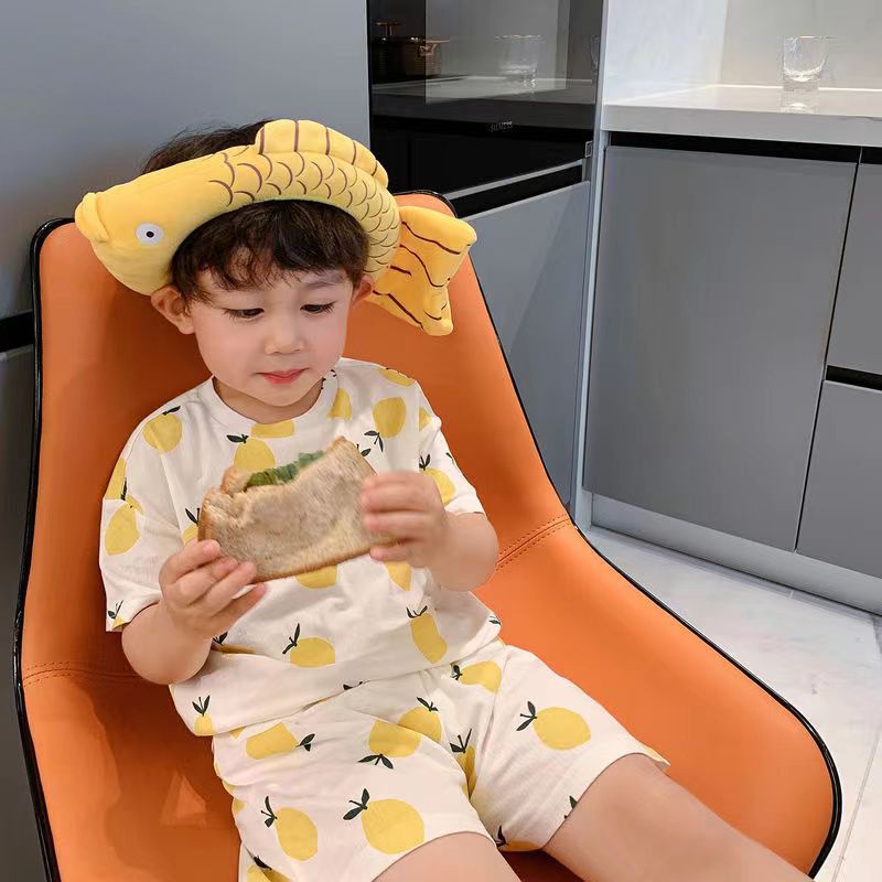 Bộ Đồ Ngủ Tay Ngắn Dáng Rộng 90-140CM Bằng Vải Lụa Mát Thời Trang Mùa Hè Dành Cho Bé Trai Gái