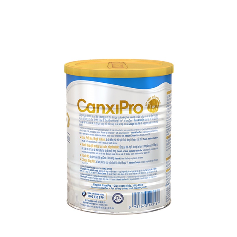 Sữa bột Vinamilk CanxiPro 900g (Hộp thiếc) - Sữa bổ sung Canxi cho người già cao tuổi, Tốt cho xương khớp