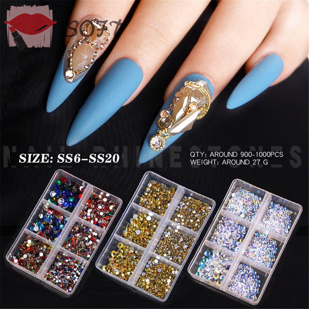 1000 Móng Tay SOFTNESS|Hộp Phụ Kiện Kim Tuyến Trang Trí Móng Tay Xinh Xắn