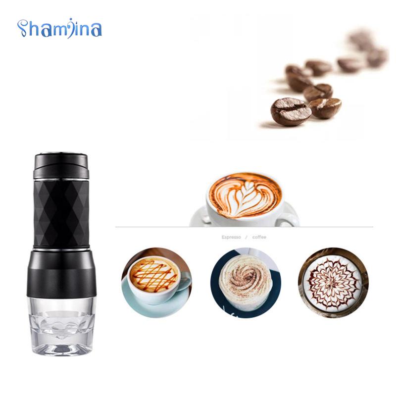 Máy pha cà phê espresso shamjina 120ml mini bằng tay màu trắng tiện dụng mang theo du lịch dã ngoại ngoài trời