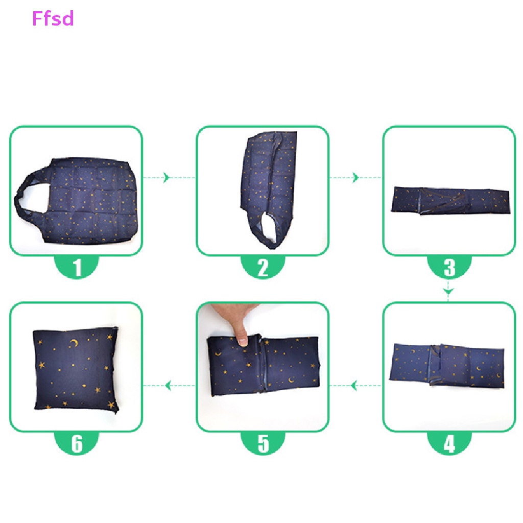 {Ffsd} Hàng Có Sẵn Túi Mua Sắm Vuông Lớn Có Thể Gập Lại Phong Cách California Sáng Tạo Nhỏ Gọn * Bán Chạy