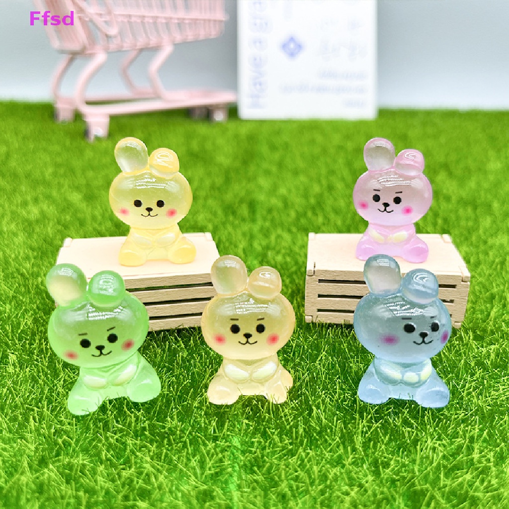 {Ffsd} Bộ 5 Tượng Thỏ Hoạt Hình Dạ Quang Trang Trí Tiểu Cảnh DIY
