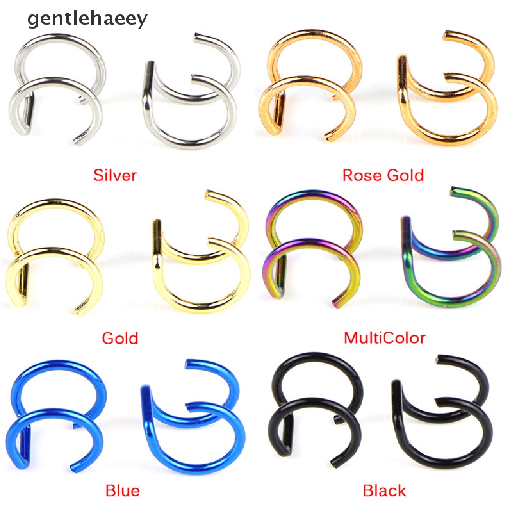 Bộ 2 Khuyên Kẹp Vành Tai / Mũi / Môi Hình Chữ U Phong Cách Thời Trang Unisex