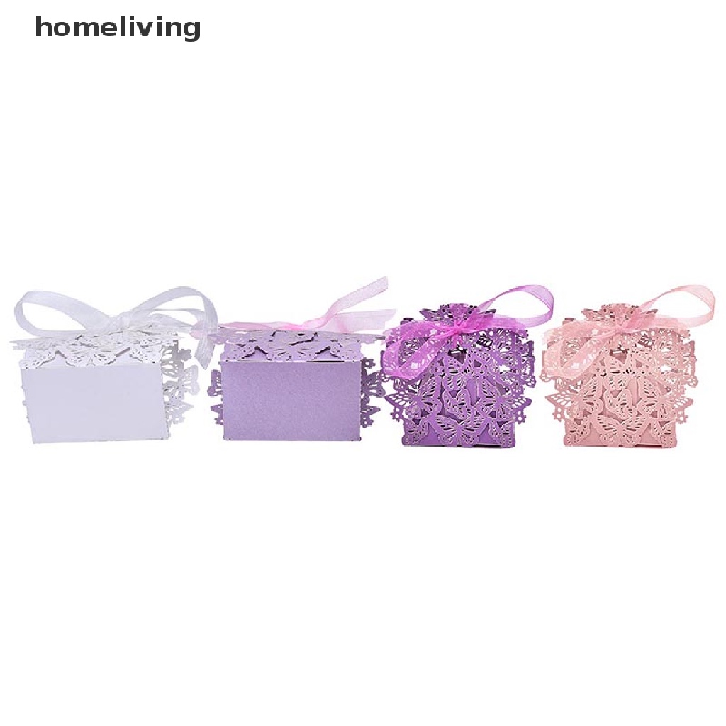 Set 10 / 50 / 100 Hộp Giấy Đựng Kẹo Thắt Nơ Ruy Băng