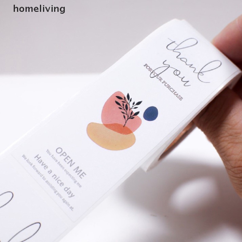 Cuộn 100 Miếng Dán Trang Trí Hộp Quà In Chữ Thank You Xinh Xắn