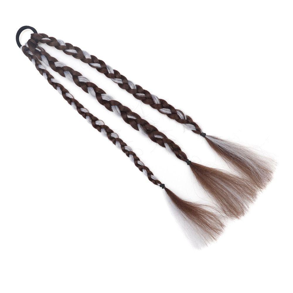 EPOCH Tóc Giả Thắt Bím Đuôi Ngựa Bằng Cao Su Màu Đen Tự Nhiên DIY Cho Nữ