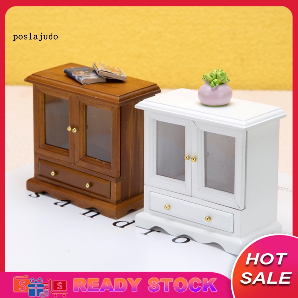 Tủ Đựng Đồ Mini 2 Cửa Kính Trang Trí Nhà Búp Bê Tỉ Lệ 1: 12