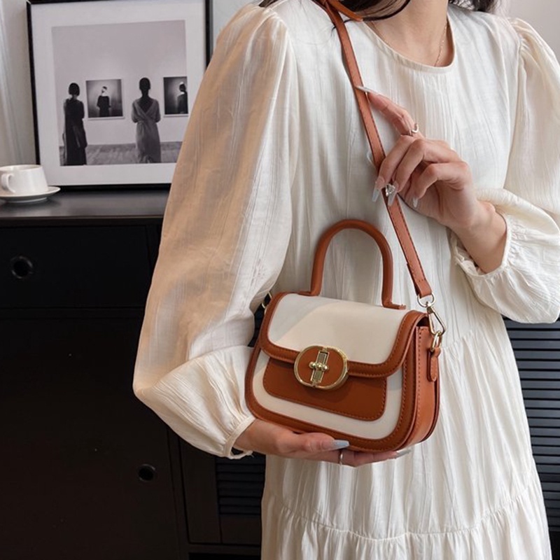 Túi Đeo Vai Hình Vuông Nhỏ Cầm Tay Có Khóa Nam Châm Màu Sắc Nổi Bật Cá Tính Cho Nữ