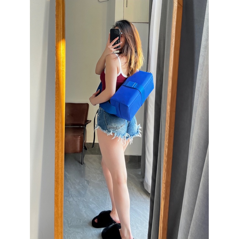 Quần Short Denim Cạp Cao Gợi Cảm Phong Cách Đường Phố Retro Mùa Hè 2023