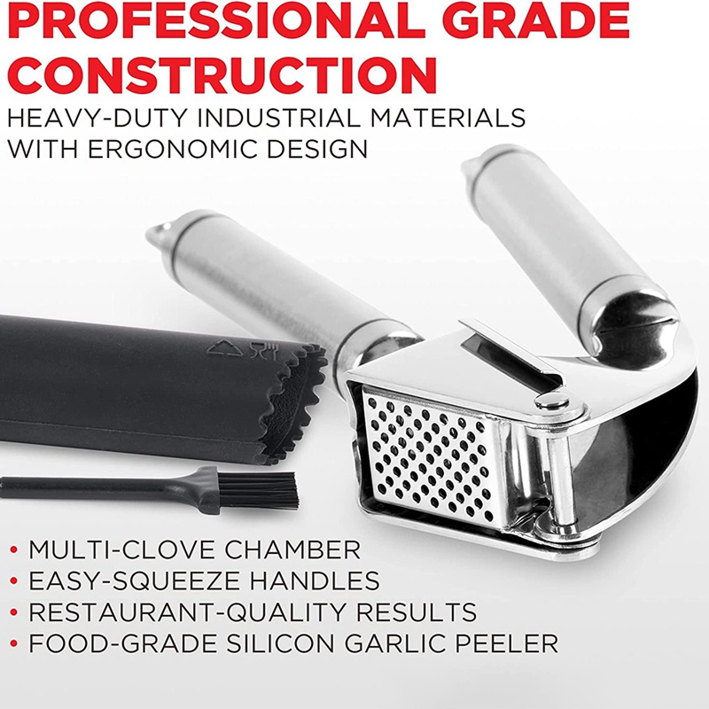 1 Dụng Cụ Nghiền Và Bóc Vỏ Bằng Thép Không Gỉ Với Con Lăn Silicone Máy Rửa Chén Dạng Bóp Dễ Dàng Chống Rỉ Sét An Toàn