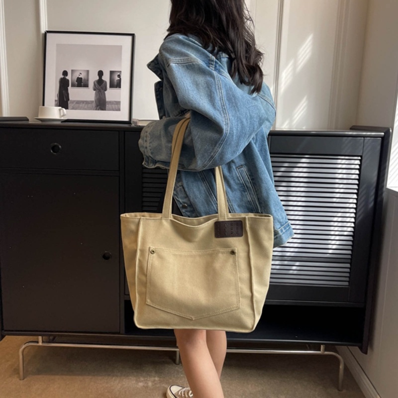 Túi Xách Đeo Vai Bằng Vải Có Dây Kéo Sức Chứa Lớn Dành Cho Nữ