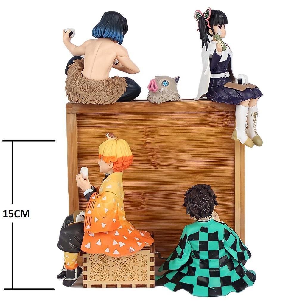 Mô hình Kimetsu No Yaiba dáng ngồi ăn, figure demon slayer decor trang trí PC làm quà, anime thanh gươm diệt quỷ NO BOX