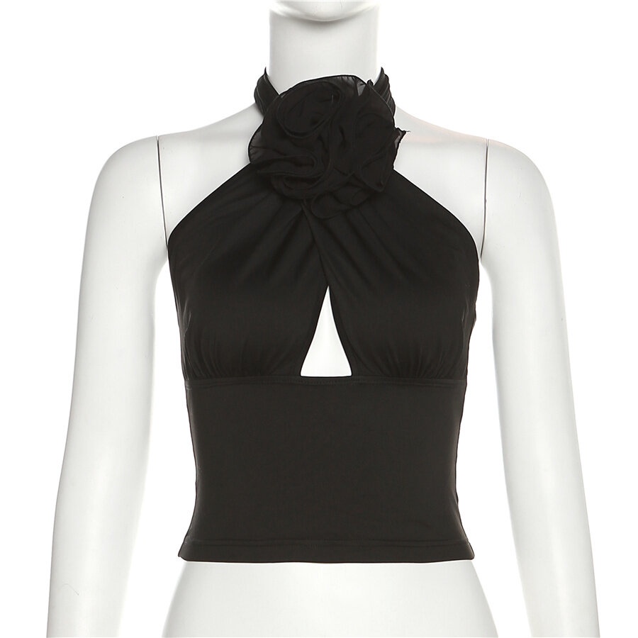 Áo Hai Dây Hở Lưng In Họa Tiết Hoa Hồng 3D Phong Cách Vintage Quyến Rũ Dành Cho Nữ