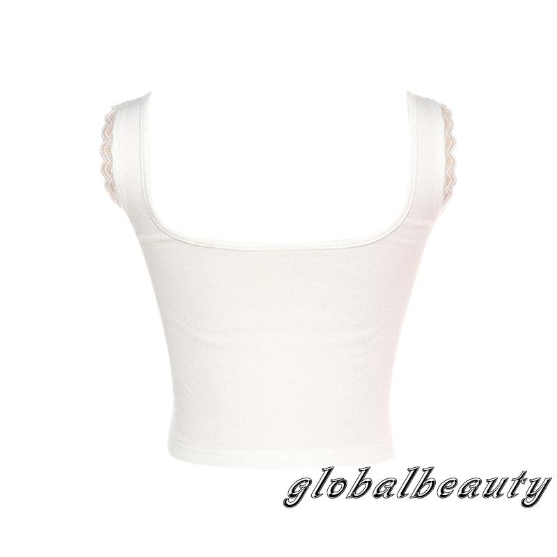 Áo Croptop Ren Hoa 3D Không Tay Thời Trang Mùa Hè Gợi Cảm Cho Nữ