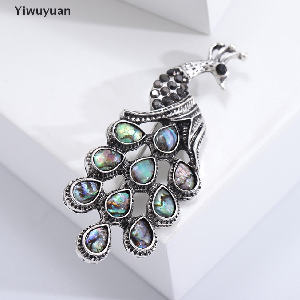 < Yiwuyuan > Ghim Cài Áo Hình Vỏ Sò Chim Công Cổ Điển Xinh Xắn Cho Nữ