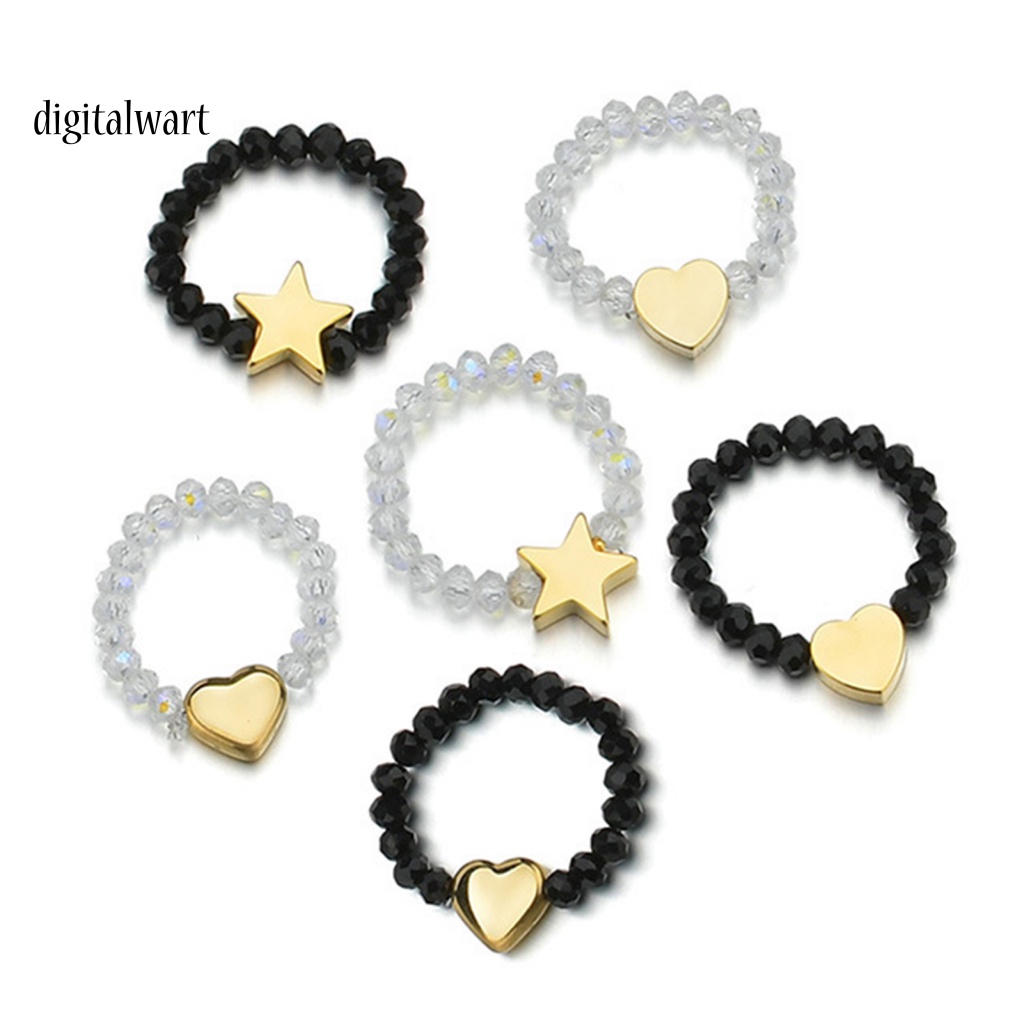 Kỹ Thuật Số| Nhẫn Hình Trái Tim Ngôi Sao Đính Hạt Trắng Đen Thời Trang Thanh Lịch Làm Quà Tặng Kỷ Niệm Cho Bạn