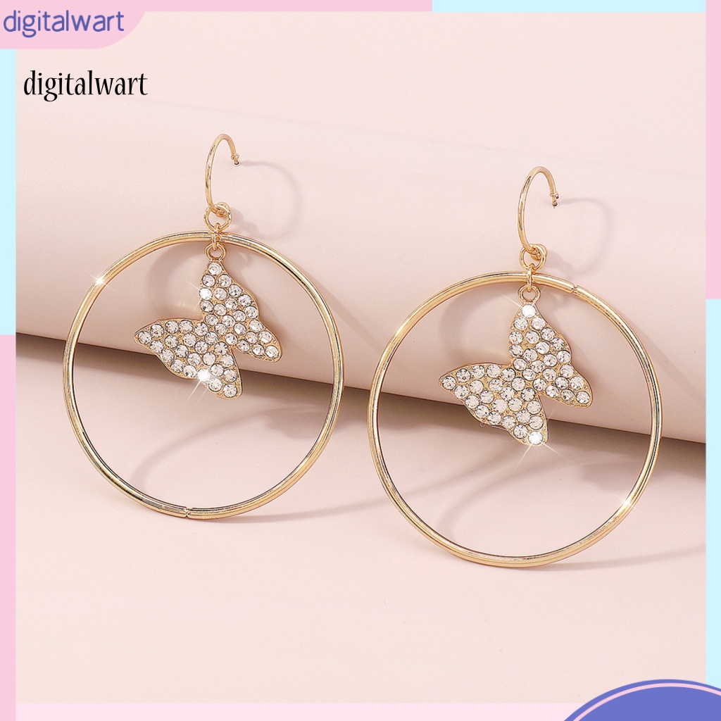 Kỹ Thuật Số| 1 Đôi Bông Tai Hình Học Lớn Dát Đá Lấp Lánh Thời Trang Dự Tiệc Cho Nữ