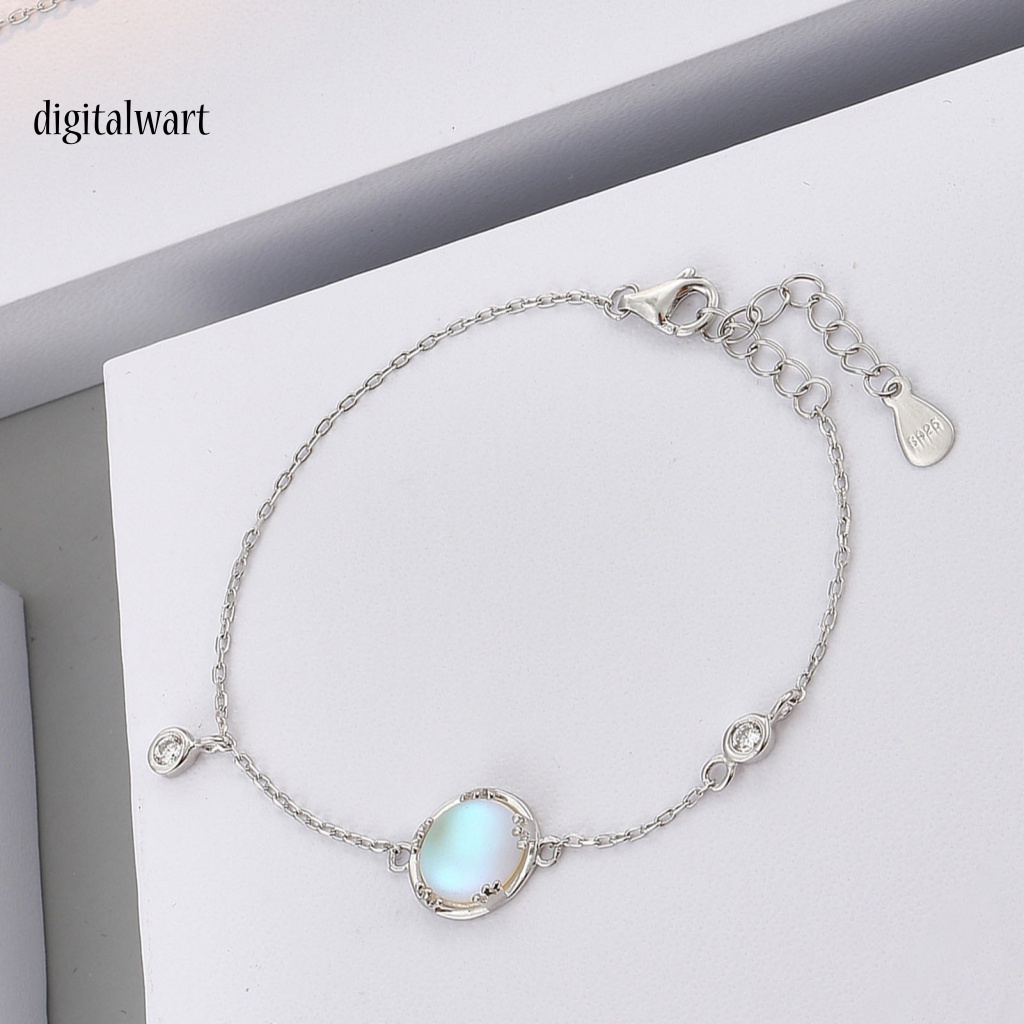 Kỹ Thuật Số| Vòng Tay Bạc Đính Đá Zirconia Màu Xanh Dương Khóa Tôm Hùm Có Thể Điều Chỉnh Thời Trang Cho Nữ