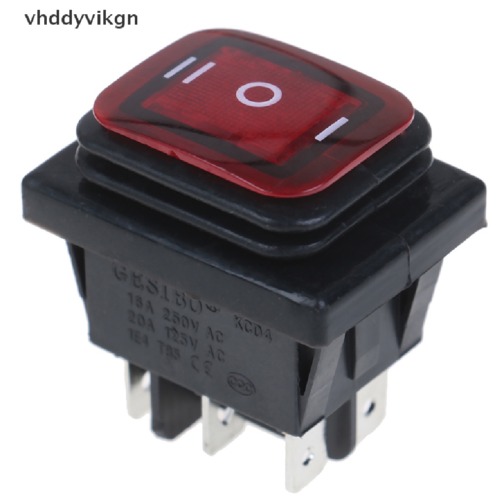 1 Công Tắc Chống Nước 30A / 250V 6Pin Có Đèn LED 12V 220V Cho Tàu Thuyền