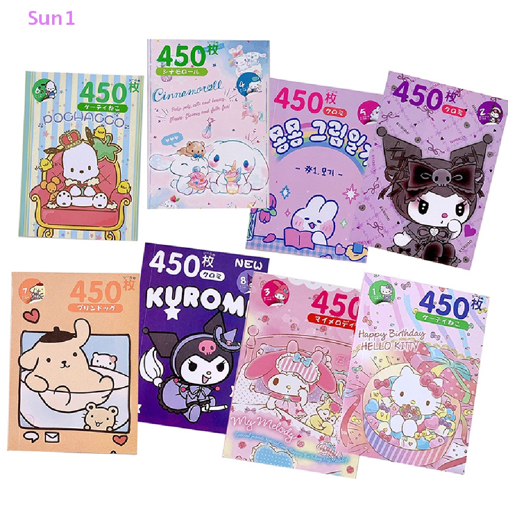 SANRIO Sun1 > 450 Miếng Dán Hoạt Hình Kuromi Melody &amp; Coogo Dễ Thương Trang Trí Điện Thoại / Sổ Tay DIY