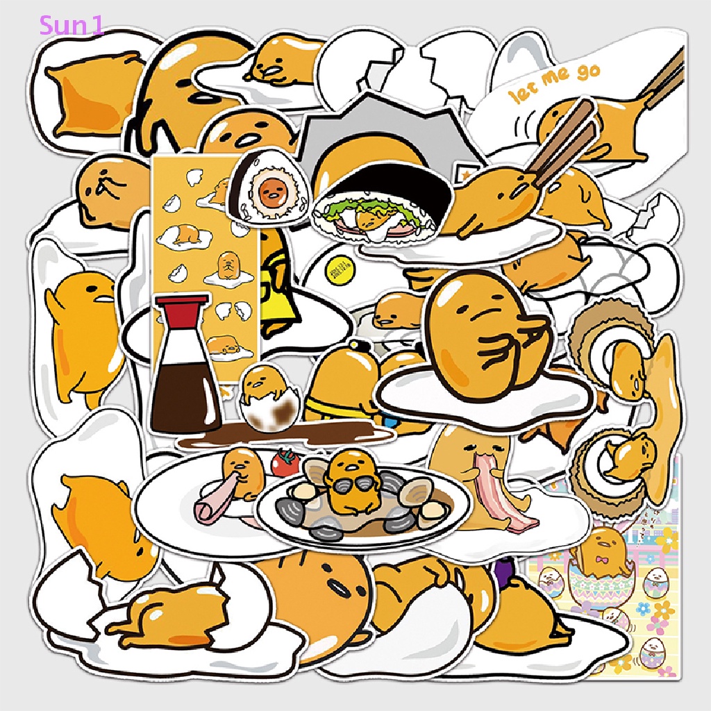 Bộ 50 Miếng Dán Chống Nước Họa Tiết Hoạt Hình Anime Gudetama Sun1