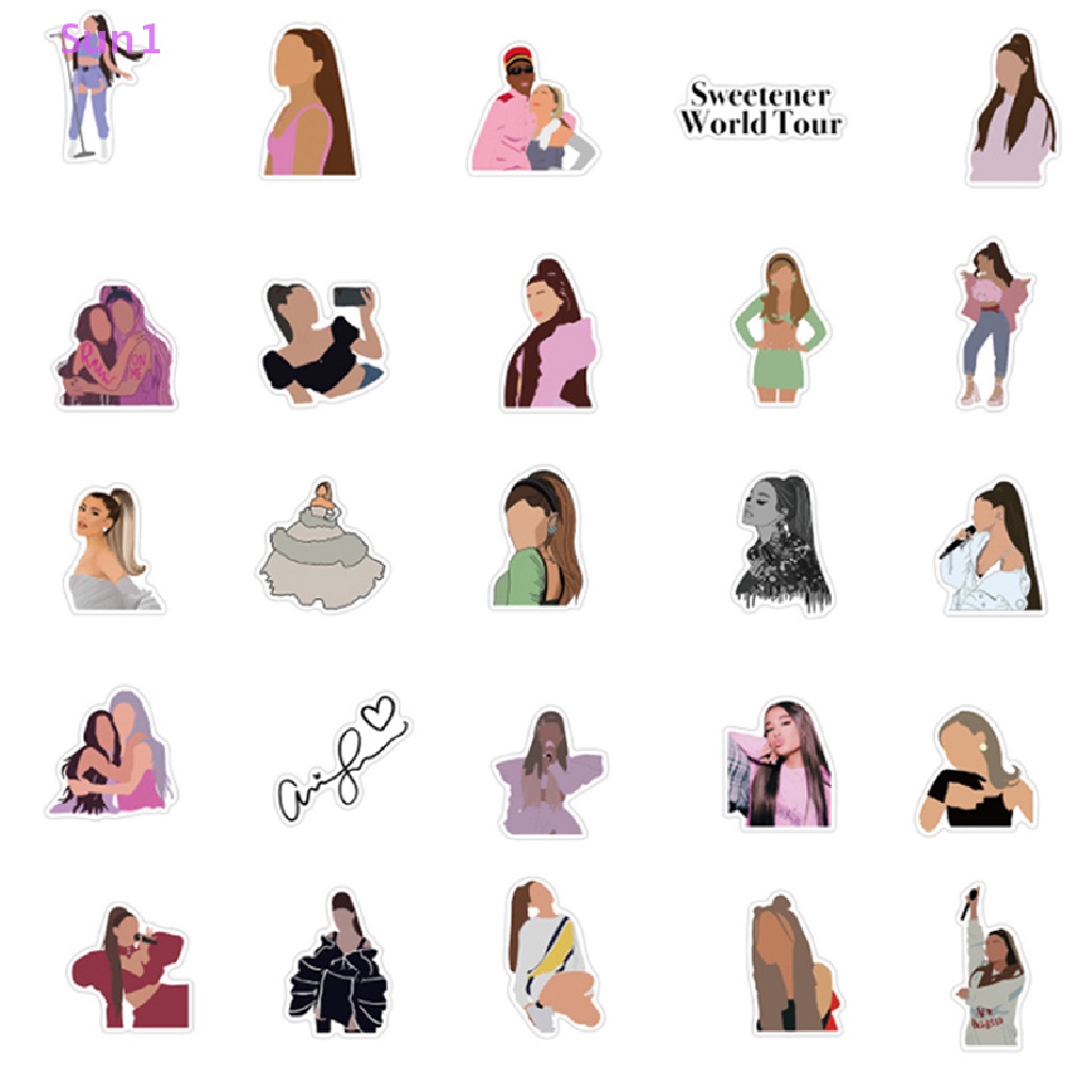 Bộ 50 Miếng Dán Chống Thấm Nước Sun1 &gt; Ariana Grande Graffiti ers Trang Trí Vali Guitar