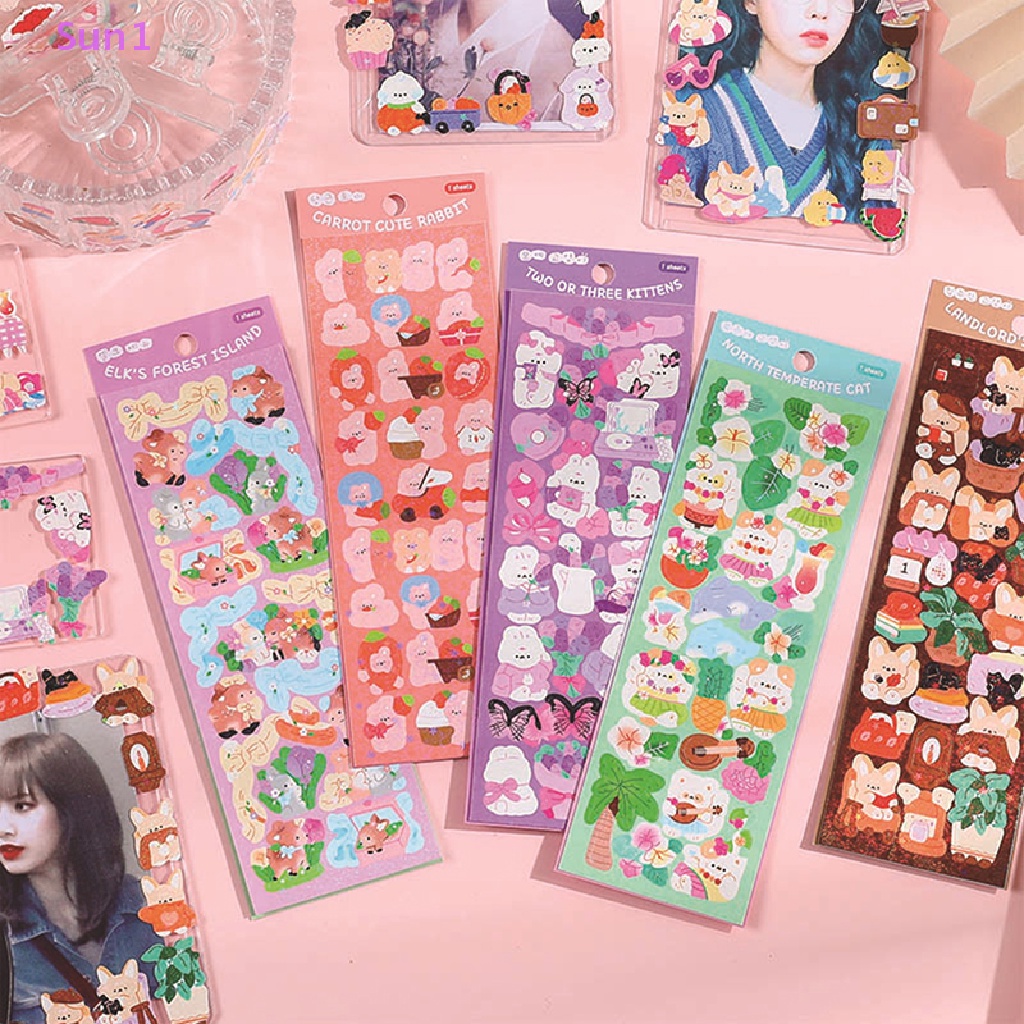 1 Tấm Hình Dán Mèo Dễ Thương Trang Trí Sổ Tay DIY Sun1 >