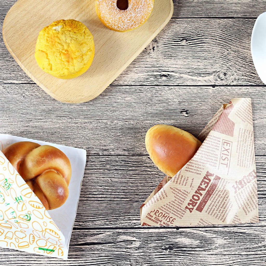Set 100 Túi Giấy Kraft 12 * 12cm Đựng Bánh Mì / Thực Phẩm Chống Thấm Dầu