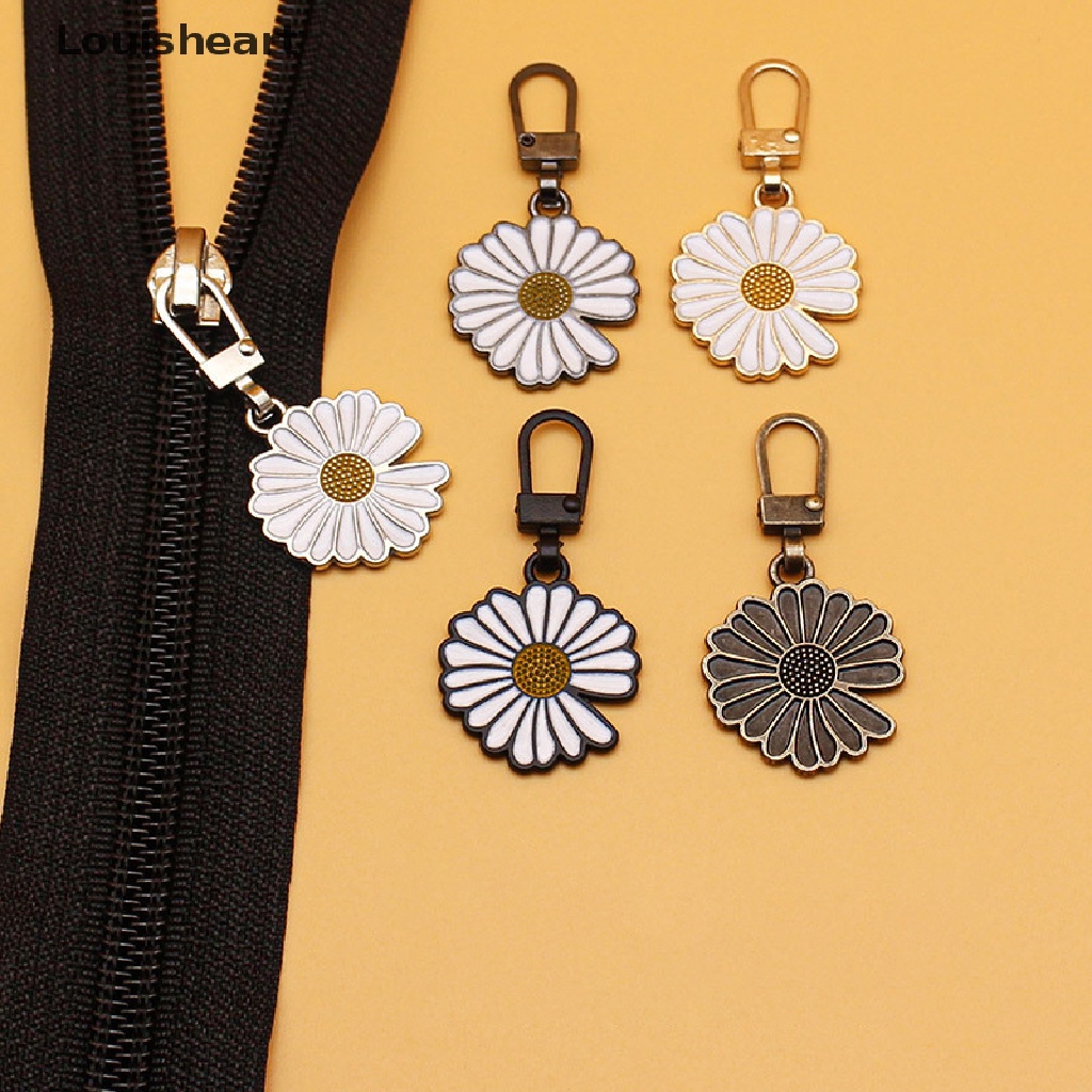 Louisheart Set 5 Đầu Khóa Kéo Bằng Kim Loại Hình Hoa Cúc DIY Thay Thế Cho Vali Du Lịch