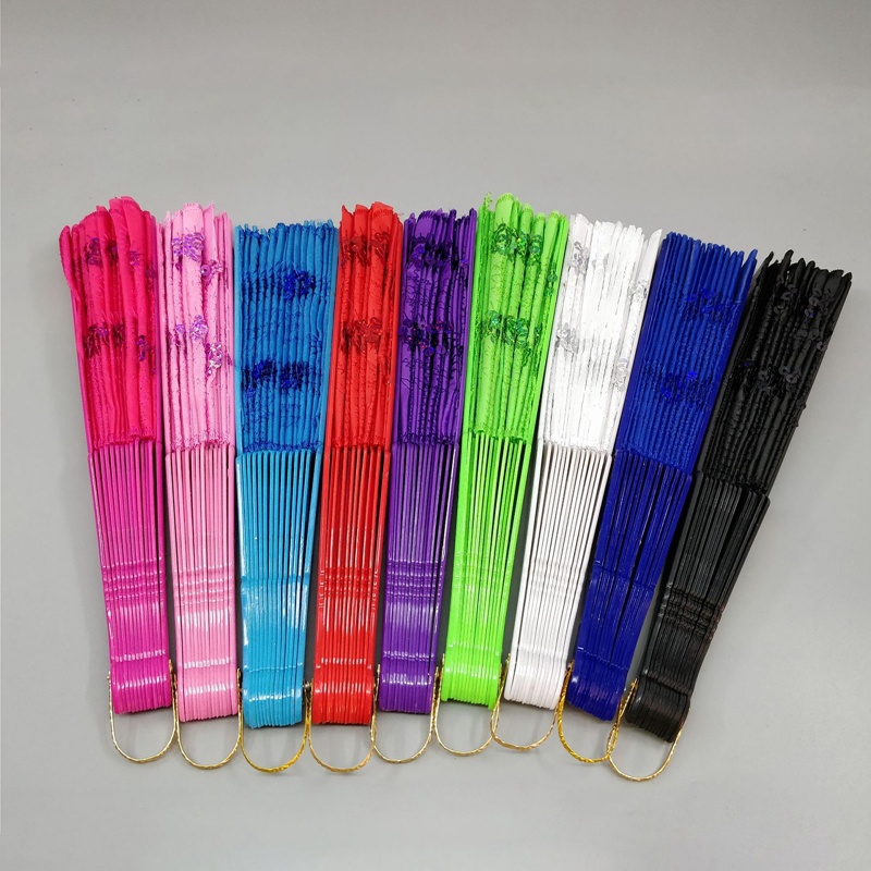 Quạt Thêu Họa Tiết Đính Kim Sa Nhiều Màu Sắc Đơn Giản Thời Trang Năm 2023