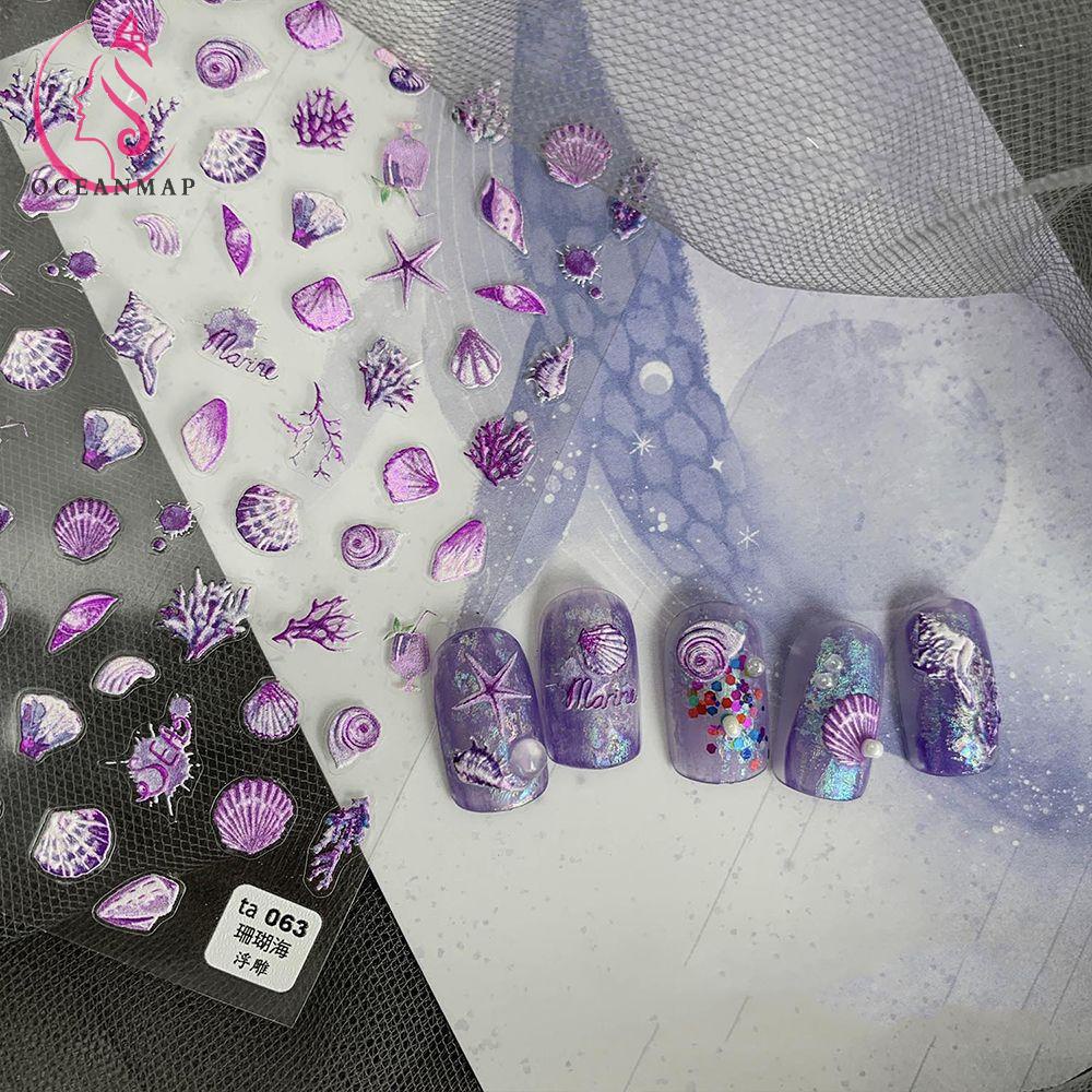 [Hàng mới về] Miếng Dán Trang Trí Móng Tay Thủ Công Hình SInh Vật Biển Siêu Mỏng Phong Cách Hàn Quốc