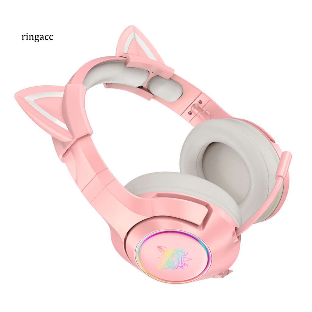 Tai Nghe Chụp Tai Có Micro Jack 3.5mm / USB Hình Tai Mèo Dễ Thương