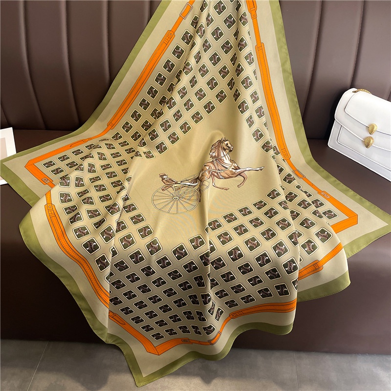 Khăn Choàng Cổ Lụa Vuông 90cm In Chữ Cá Tính Thời Trang Xuân Hè