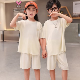 【YAOEENH】Bộ Đồ Ngắn Tay Dáng Rộng Họa Tiết Mặt Cười Xinh Xắn Dành Cho Mẹ Và Bé 100-180cm