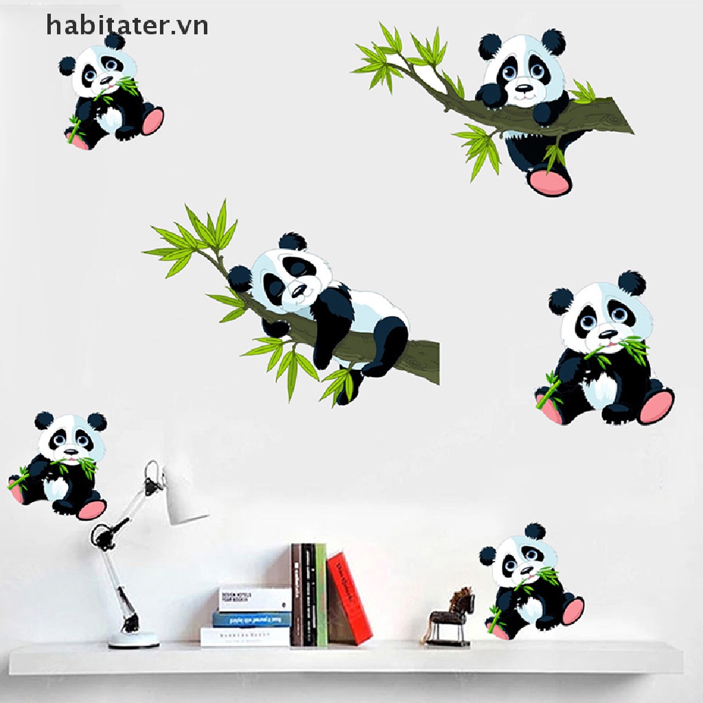 TATER Cartoon Bamboo Panda Wall Stickers For  Decor Living Room Panda Mural VN