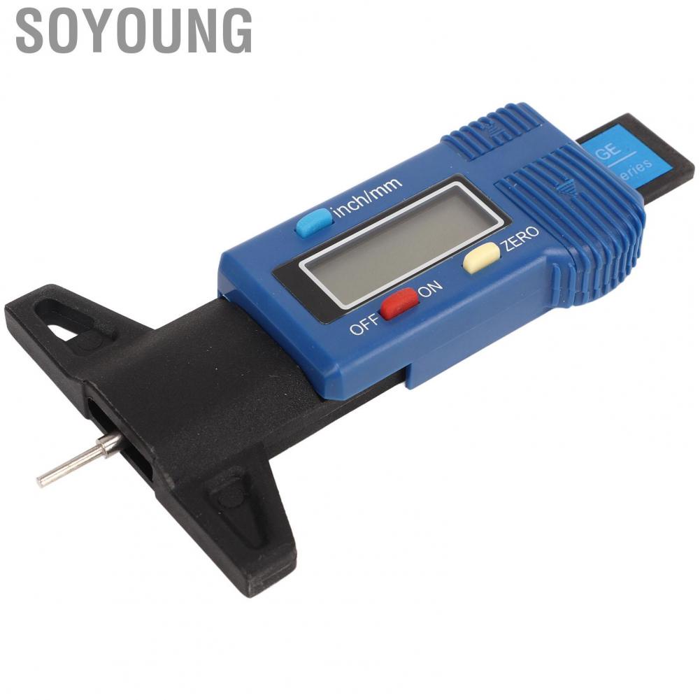 Soyoung Car Tyre Tread Depth Gauge  0-25.4mm Portable Solid Structure 1.55V Universal Fitment Digital Tire Tool for Truck