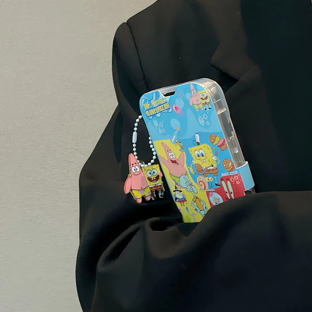 Ốp Điện Thoại TPU Silicone Mềm Trong Suốt Chống Rơi In Hình SpongeBob Cho iPhone 11 12 13 14 PRO MAX