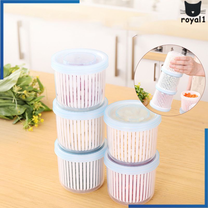Hộp Sắp Xếp Tủ Lạnh Nhà Bếp Hộp Tròn Đậy Kín Để Ráo Nước Cho Gừng Tỏi Hành Tây Tủ Lạnh Thực Phẩm Giòn Vụn Royal1.vn
