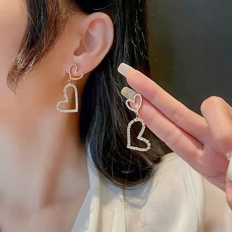 Bông Tai Mạ Bạc 925 Hình Trái Tim Phong Cách Hàn Quốc