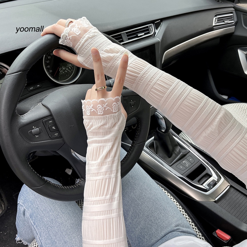 1 Cặp Ống Tay Áo Thấm Hút Mồ Hôi Thiết Kế Lỗ Chuyên Dụng Cho Chạy Bộ Đạp Xe Mùa Hè