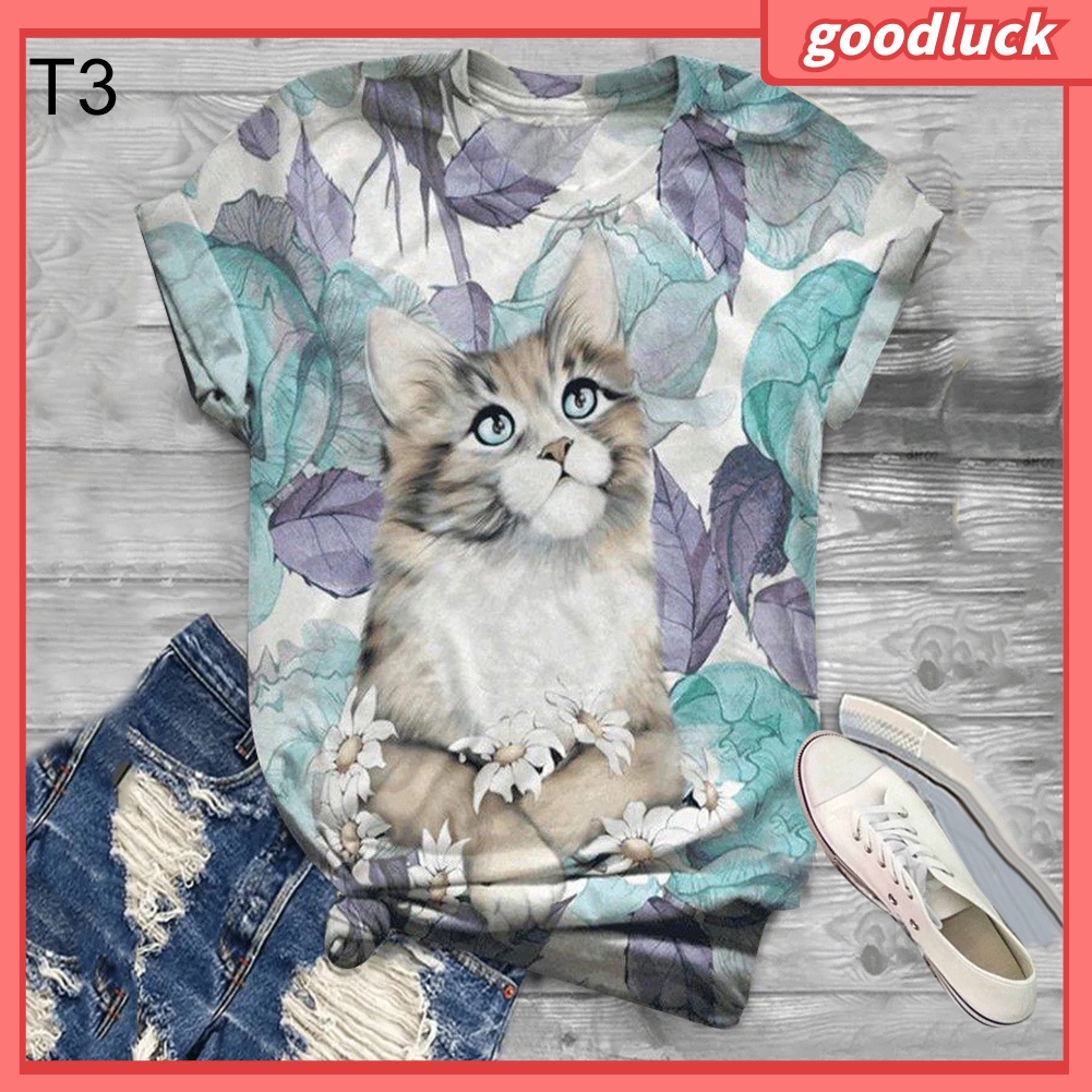 Áo Thun Tay Ngắn Cổ Tròn In Họa Tiết Bò Sữa / Đồng Hồ Hoa Thời Trang Mùa Hè Cho Nữ