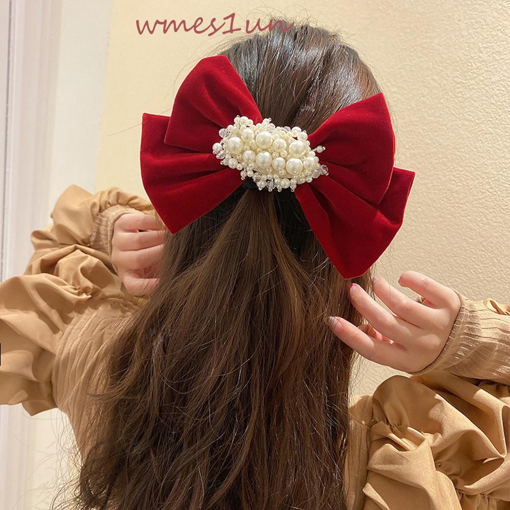 Kẹp Tóc Nơ WMES15H Bằng Vải Nhung Thời Trang Dành Cho Nữ