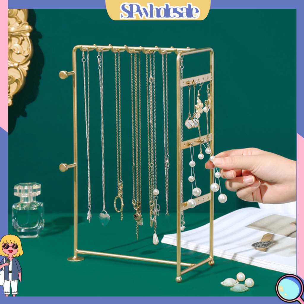 <SPwholesale> Giá Đỡ Trưng Bày Trang Sức Bằng Kim Loại Nhiều Móc Màu Vàng / Đen