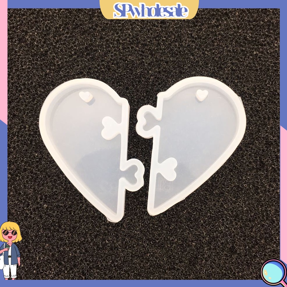 &lt;SPwholesale&gt; Bộ 2 Khuôn Silicone Làm Trang Sức Hình Trái Tim DIY