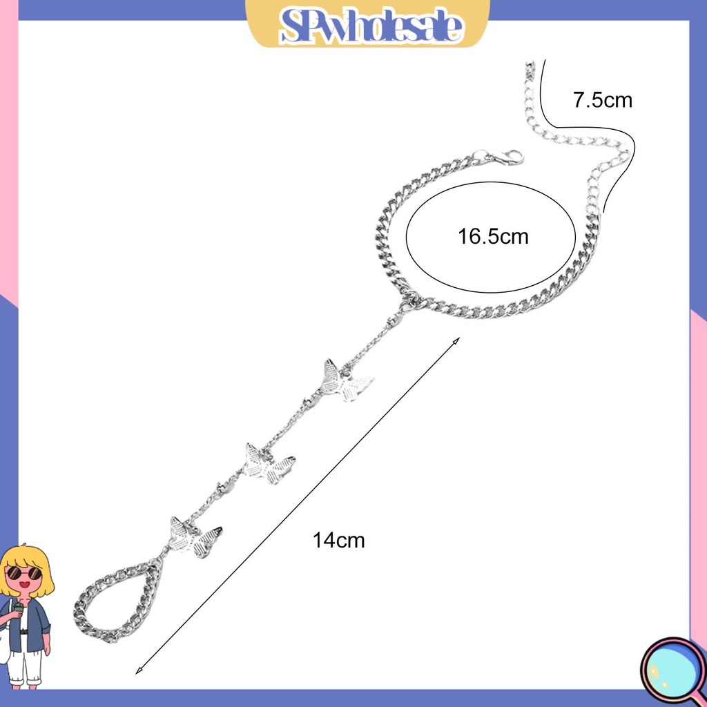 <SPwholesale> Vòng Tay Dạng Nhẫn Hình Bướm Có Thể Điều Chỉnh Độ Dài Phong Cách Hip hop Cho Nữ