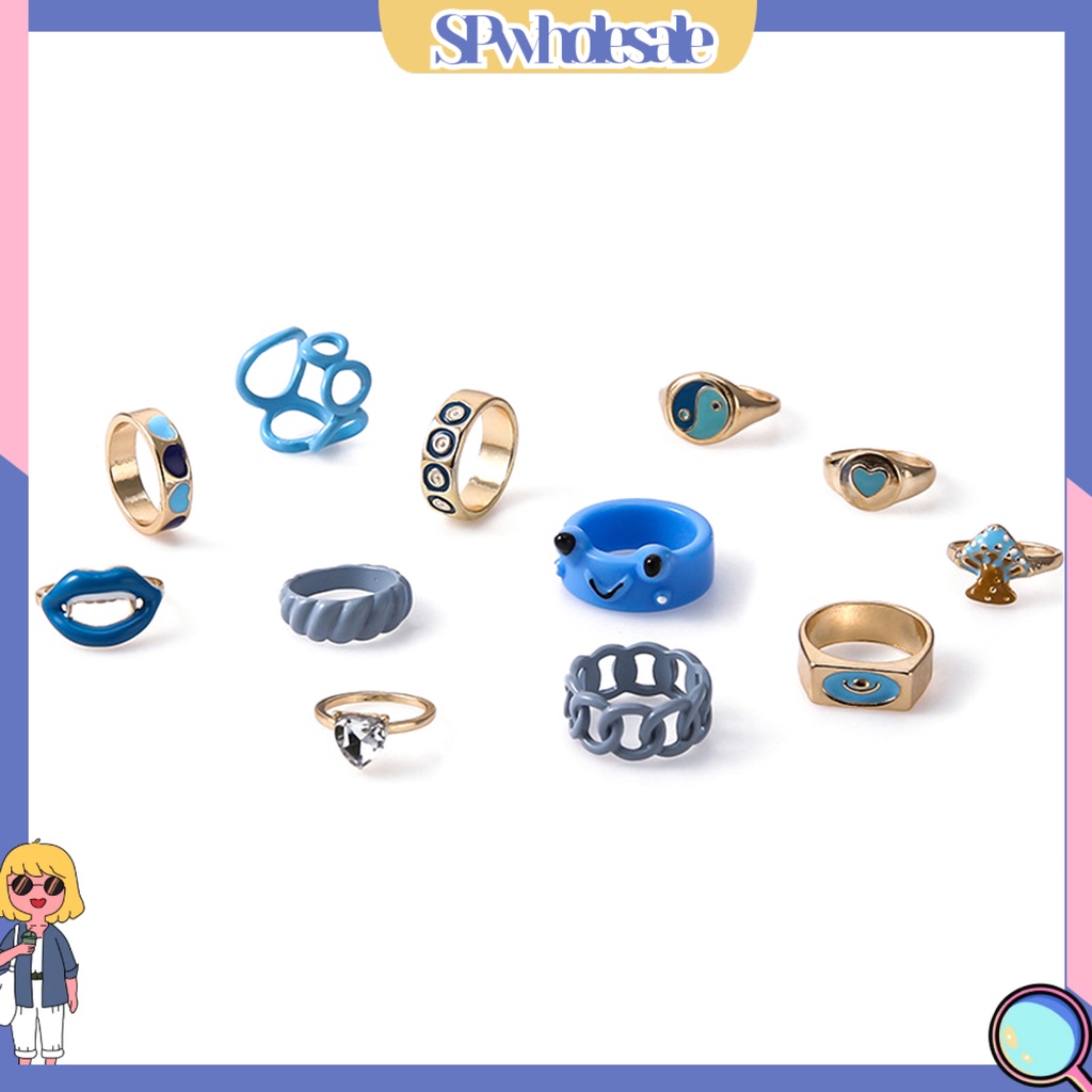 <SPwholesale> Bộ 12 Nhẫn Mở Bằng Hợp Kim Nhẹ Đa Năng Trang Trí Tiệc Tùng