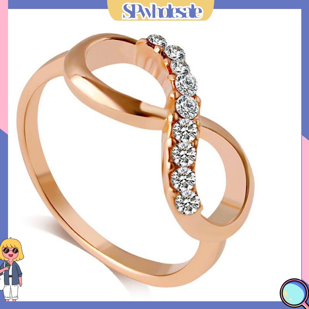 &lt;SPwholesale&gt; Nhẫn Đính Đá Zircon Hình Số 8 Sang Trọng